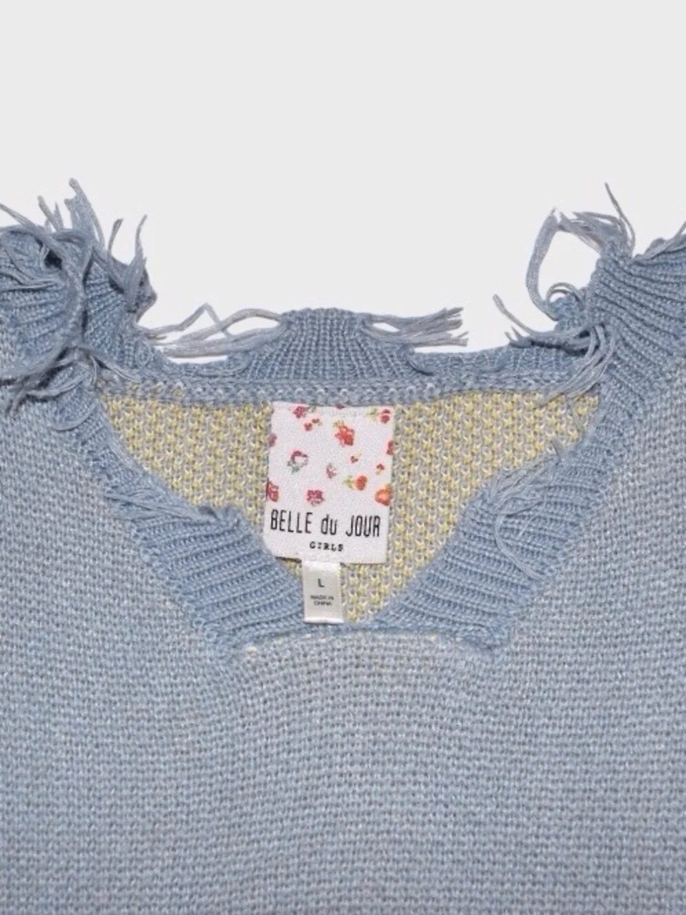 Belle du Jour Girls Daisy Distressed Sweater